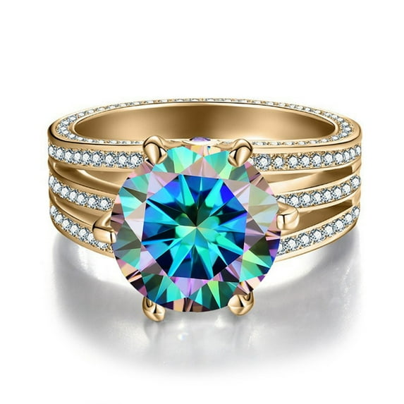 5ct D Color VVS1 Moissanite Wedding Bands S925 Sterling Silver Diamond Engagement Rings Blue/Purple/Pink Moissanite Rings for Women with Certificate