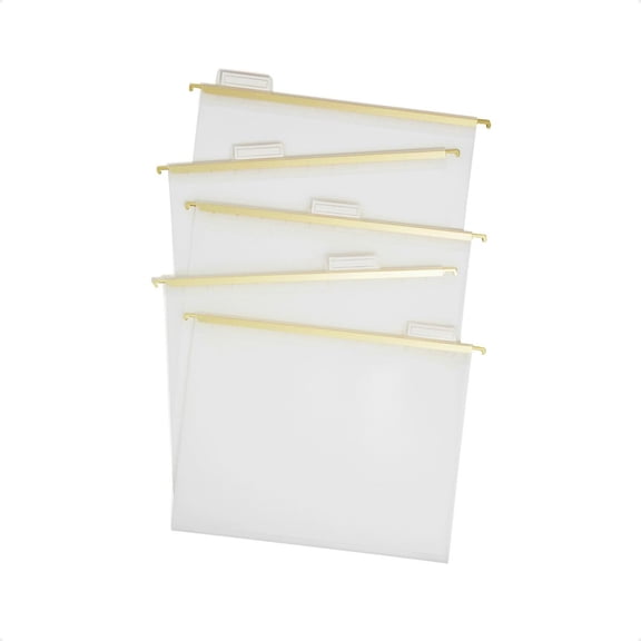 5ct Frosted Poly Hanging File Folder with Gold Rods