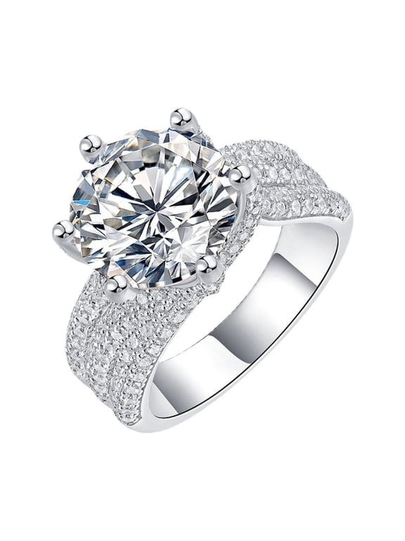 5ct Moissanite Diamond Rings for Women Round Cut D Color VVS1 Engagement Rings Moissanite Wedding Bands with Certificate