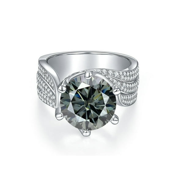 5ct Moissanite Engagement Rings for Women Round Cut D Color VVS1 Blue/Yellow/Pink Diamond Rings Moissanite Wedding Bands with Certificate