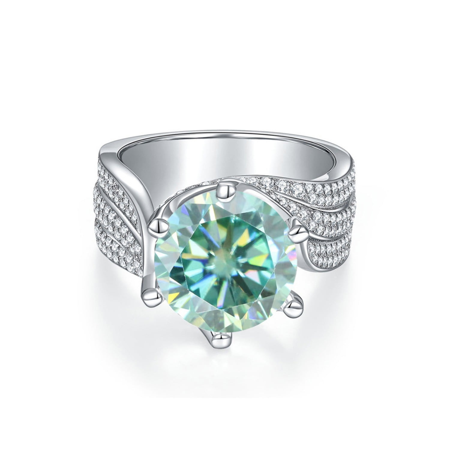 5ct Moissanite Engagement Rings for Women Round Cut D Color VVS1 Blue/Yellow/Pink Diamond Rings Moissanite Wedding Bands with Certificate