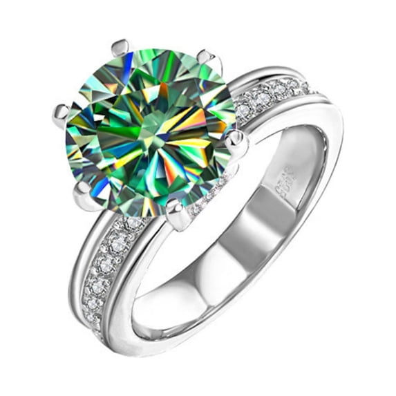 5ct Moissanite Wedding Bands for Women Round Cut D Color VVS1 925 Sterling Silver Diamond Rings Moissanite Engagement Rings with Certificate