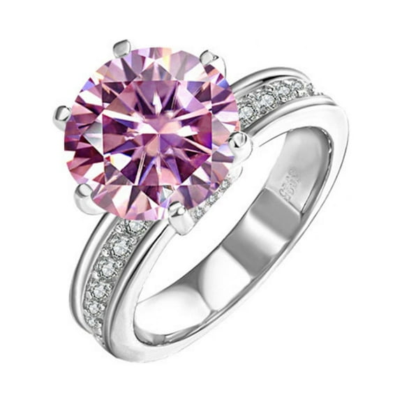 5ct Moissanite Wedding Bands for Women Round Cut D Color VVS1 925 Sterling Silver Diamond Rings Moissanite Engagement Rings with Certificate