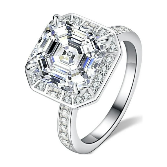 5ct Moissanite Wedding Rings for Women Engagement Rings Asscher Cut D Color VVS1 Sterling Silver Diamond Rings Moissanite Anniversary Promise Rings for Women with Certificate