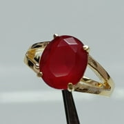 ARENA GEMS JEWELLERY 5ct Oval Cut Yellow Gold Blood Ruby Engagement Ring, Solitaire Ruby Ring July Birthstone Ring, Christmas Trending Gifted Item