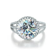 WAHZAUS 5ct Round Cut Moissanite Wedding Rings for Women D Color VVS1 Diamond Rings 925 Sterling Silver Ring 4-Prong Anniversary Promise Engagement Rings for Women Wife with Certificate