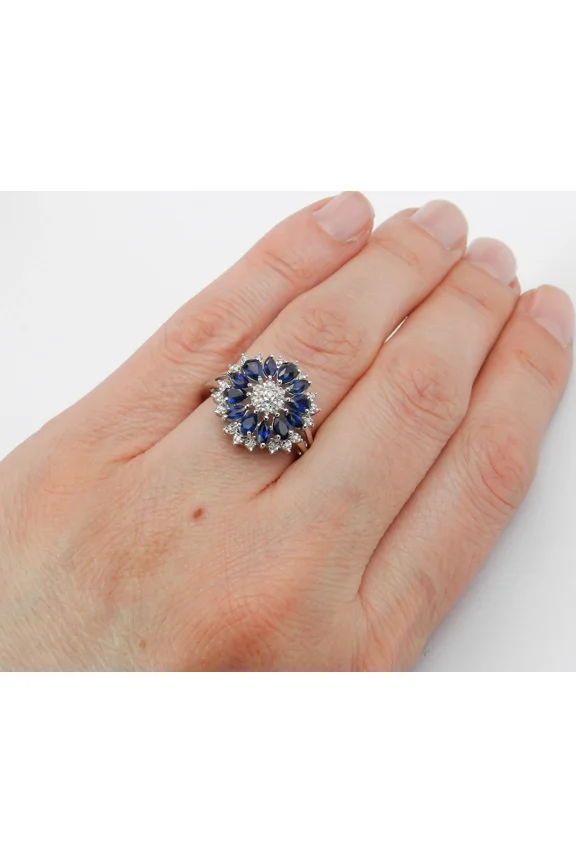 5ct Simulated Diamond Sapphire Elegant Gatsby Cocktail Ring White Gold Plated
