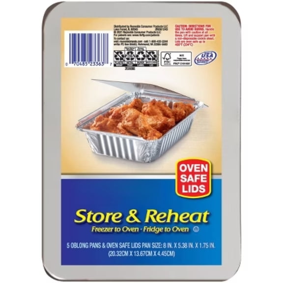 5ct Oblong Pans with Oven-Safe Lids - All-in-One for Storing, Heating & Serving