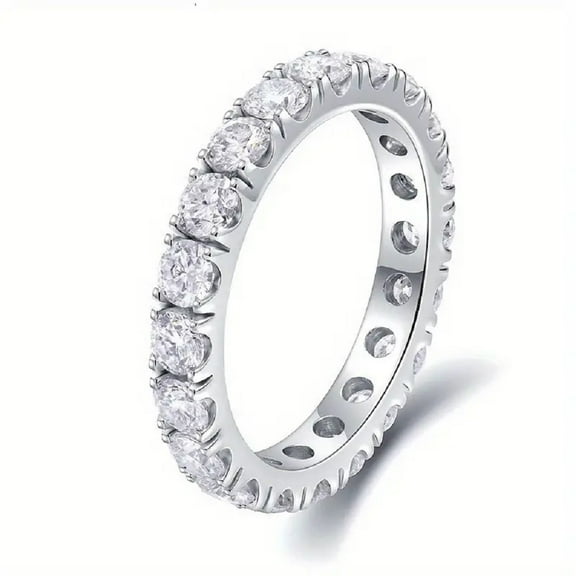 5cttw Moissanite Eternity Ring, VVS1 D Color Lab Created Diamond, 925 Sterling Silver Eternity Wedding Band
