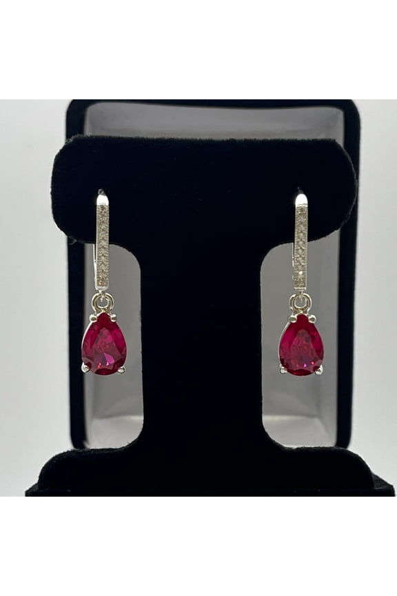 5ctw Pear Cut Ruby Earrings Drop Dangle Leverback Teardrop July Birthstone Jewelry Gift