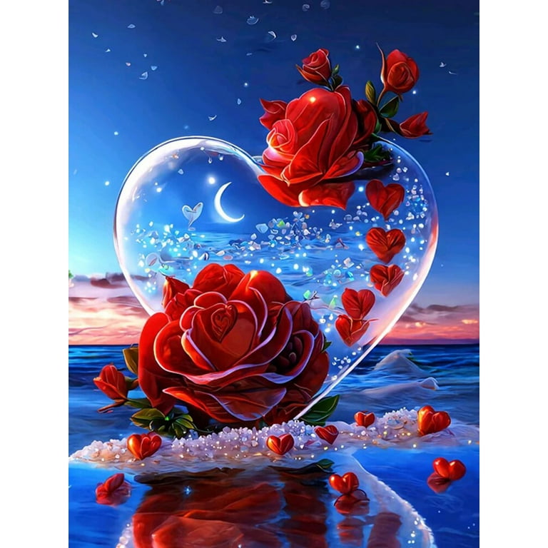 Noche Fiery Red Rose Diamond Painting Kits, Diamond Painting Flowers 5D  Round Diamond Embroidery for Adults Interactive, for Wall Decor Bathroom  Decor