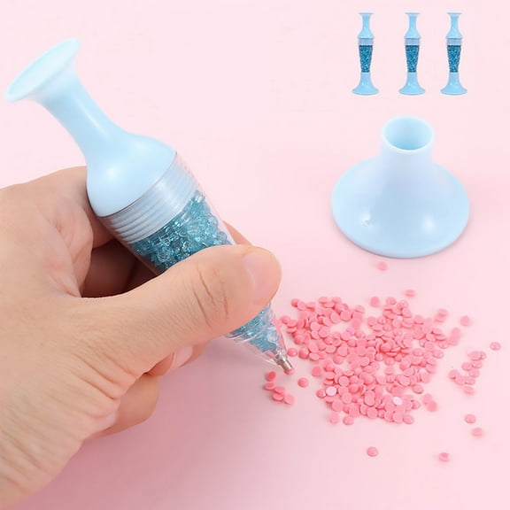 5d Diamond Painting Pen for Rhinestones, 3-pack Vase Style Point Drill Pens in Pink & Blue, Non-slip Grip & Ergonomic Design for Comfort, Diy Craft Embroidery and Sewing Art Projects for
