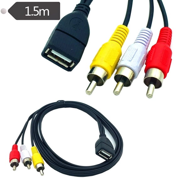 5feet/1.5m usb 2.0 female to 3 rca male video a/v camcorder adapter cable