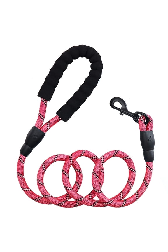 5ft 1/2in Strong Dog Leash - Highly Reflective Heavy Duty Dog Rope Leash with Soft Padded Anti-Slip Handle- for 18-120 lbs Dogs- Pink