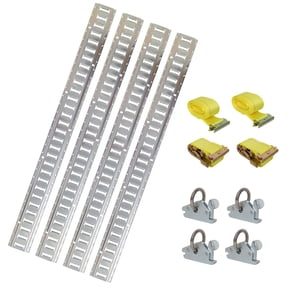 5ft (4 Pack) E Track Tie-Down Rail Kit,Indoor E Track for Garages, Vans, Trailers, Motorcycle Tie Downs, ATV Mountings, with O-Ring Anchors and Rope Tie Offs