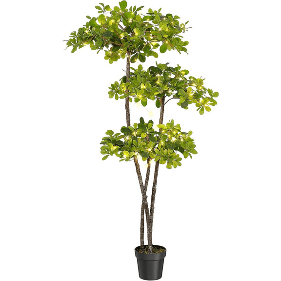 5ft/6ft Tall Faux Black Olive Tree, Realistic Artificial Silk Tree with Led Lights,UV-Resistant Fake Potted Olive Plant for Home,Office,Living Room Decor