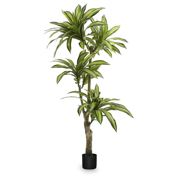 5ft 7in Artificial Dracaena Tree Plant for House, Apartment or Office  Realistic Fake Indoor Plants for Living Room, Kitchen, Bedroom, Entryway or Bathroom  Faux Greenery for Home Dcor