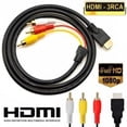 thumbnail image 1 of 5ft Video Cable HDMI to RCA AV Adapter, HDMI to RCA Converter Cable, Male to Male, 3 RCA, 1080P Video for HDTV DVD By PULMCheerger, 1 of 9
