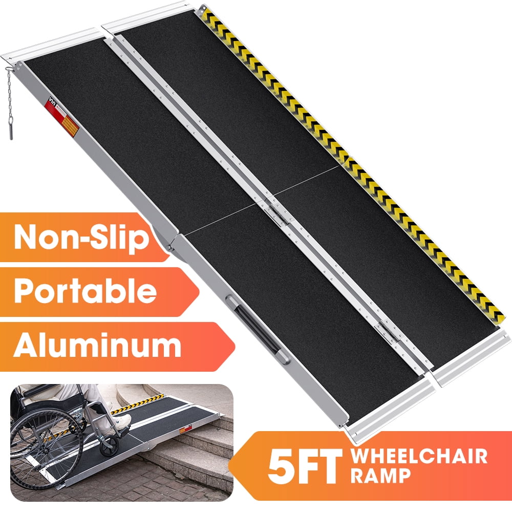 5ft Aluminum Wheelchair Ramp, 600 lbs Capacity Portable Threshold Ramp ...