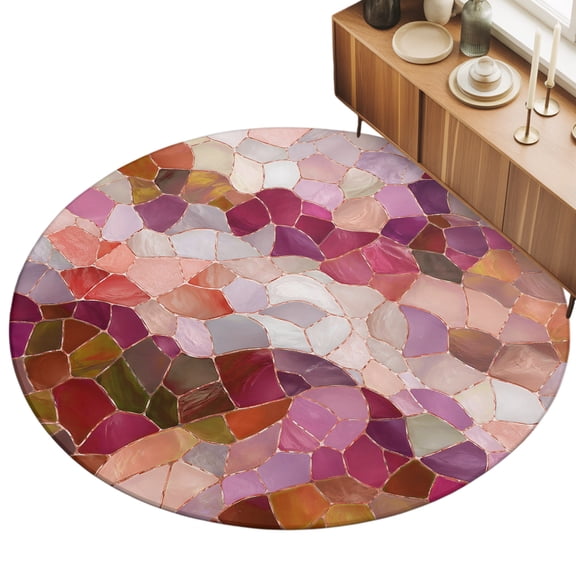5ft Area Rug,Seamless Glass Shard Pattern Washable Large Rugs Soft Non-Slip Floor Rug Abstract Broken Tile Print Non-Shedding Indoor Carpets for Living Room Bedroom Home Office Nursery