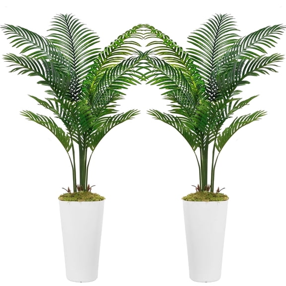 OLIVIVI Faux Palm Tree 5FT Tall Artificial Silk Plant for Home Office Decor Indoor Outdoor Fake Lifelike Potted Tree with Pots 2 pack