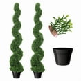 thumbnail image 1 of Artificial Boxwood Topiary Tree, 5ft Tall (2 Pieces) Faux Plant Outdoor, 7in Base, Spiral Topiary Trees Artificial Outdoor, Home, Yard, Porch, 1 of 8