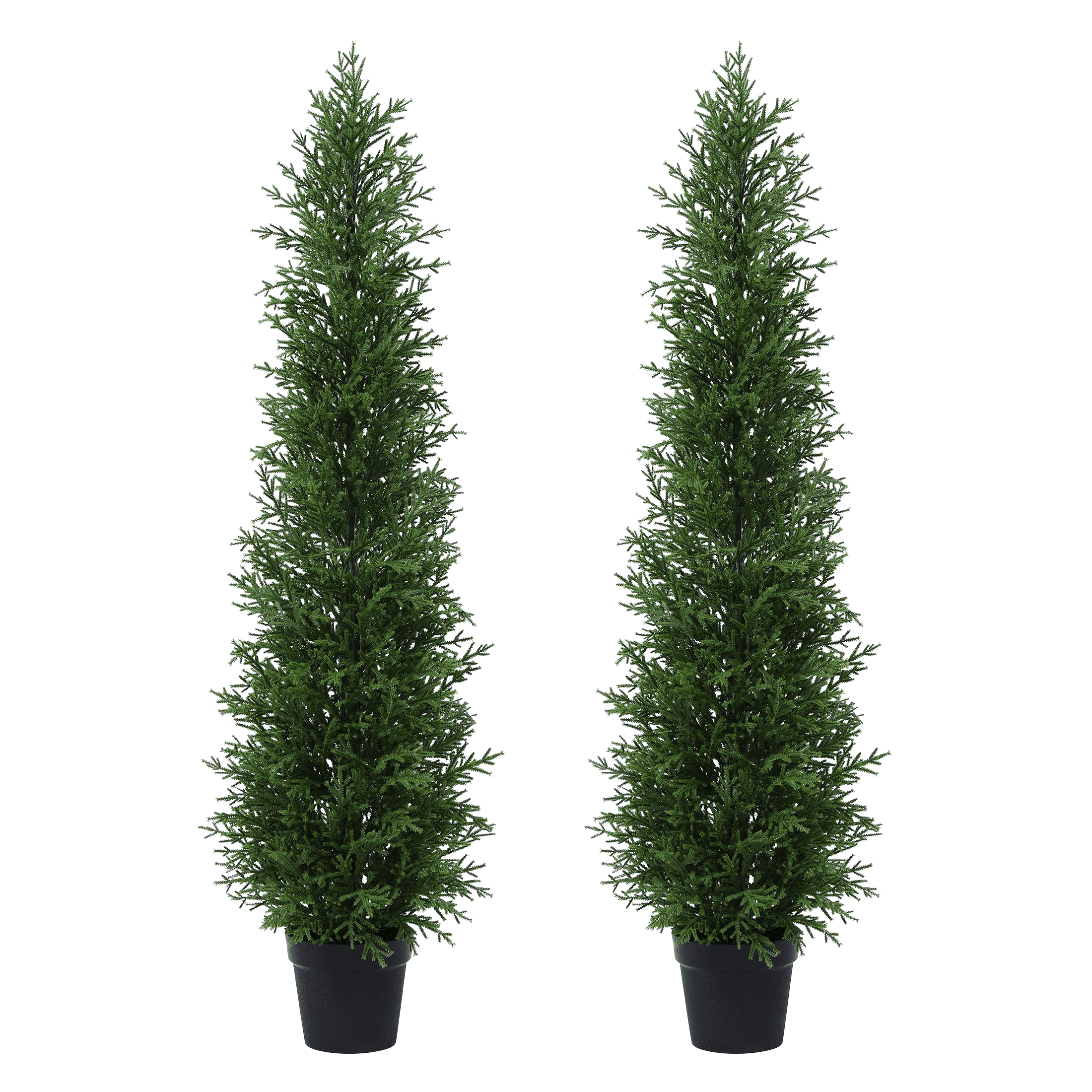 5-Foot Potted Artificial Cedar Topiary Trees with Faux Cypress