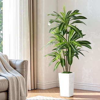 4ft UV Resistant Artificial Cycas Plant with Brown Tall Planter, Pre Potted  Revoluta Sago Palm Plant (Indoor/Outdoor), Big Faux Plants Fake Plants for  ...