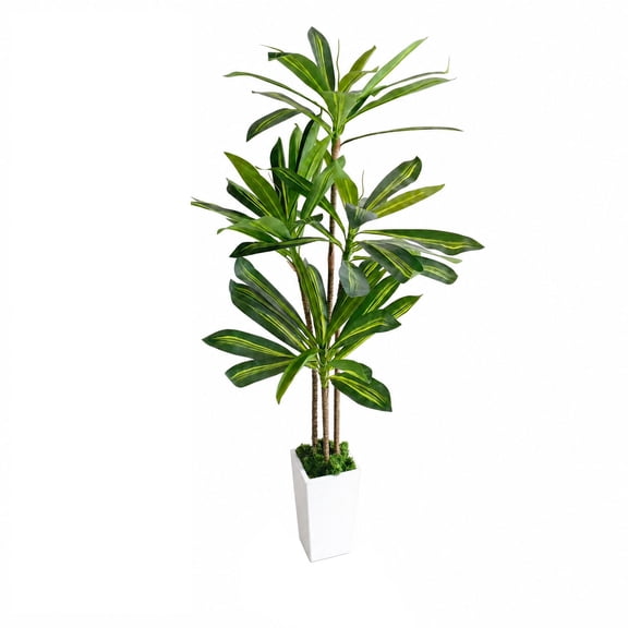 5ft Artificial Dracaena Tree Indoor Faux Yucca Plant with Pot Realistic Tropical Floor Plant for Home Office Living Room Indoor Outdoor Decoration