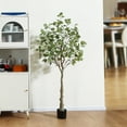 thumbnail image 1 of 5ft Artificial Eucalyptus Silk Plants in Pot, Faux Plastic Eucalyptus Tree with Durable Plastic Trunk for Home Decor Office House Living Room Indoor Outdoor, 1 of 8