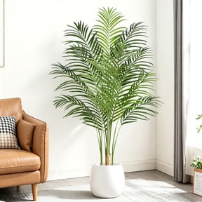Keeplush 5ft Artificial Palm Tree Indoor Plant Tall Fake Tropical Paradise Palm Tree in Pot with Real Bark Design Faux Areca Palm Tree for Home Office Living Room Bedroom Farmhouse Modern Decor