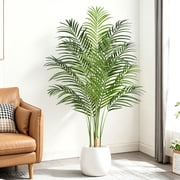 Keeplush 5ft Artificial Palm Tree Indoor Plant Tall Fake Tropical Paradise Palm Tree in Pot with Real Bark Design Faux Areca Palm Tree for Home Office Living Room Bedroom Farmhouse Modern Decor