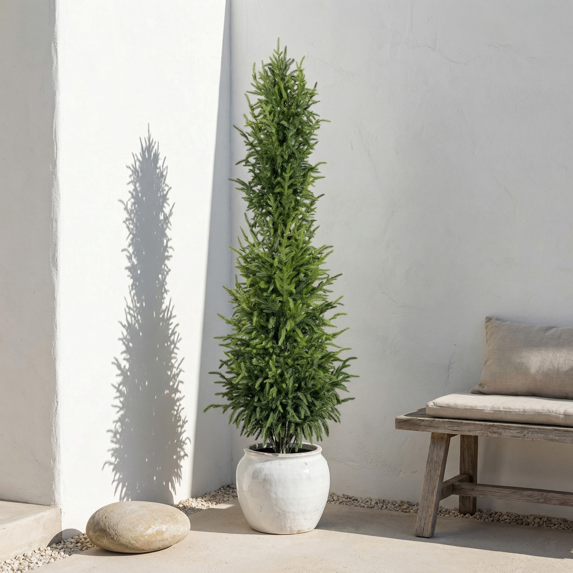 5ft Artificial Real Touch Pine Tree with Black Plastic Pot,Faux Plants Indoor Outdoor Decor,Silk Plants for Home Decor Office,Set of 1