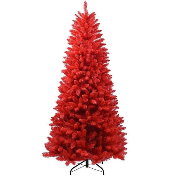 Makeatree 5ft Artificial Red Christmas Tree Full Real Halloween Xmas Tree with 624 Branch Tips Easy to Assemble, Decoration for Indoor and Outdoor
