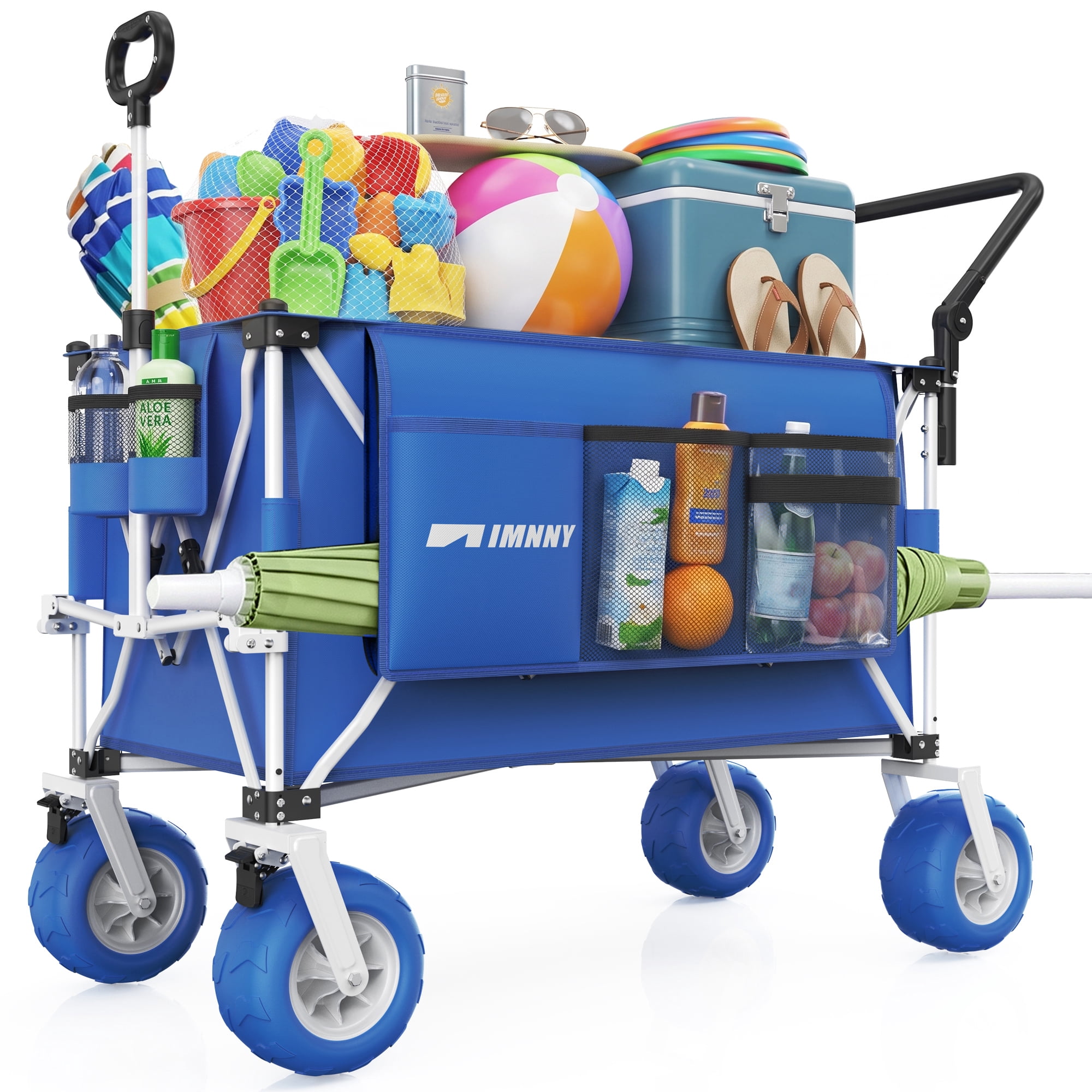 Foldable Beach Wagon with 9x4 All-Terrain Wheels 500 lbs Capacity 400L Storage Camping Cart