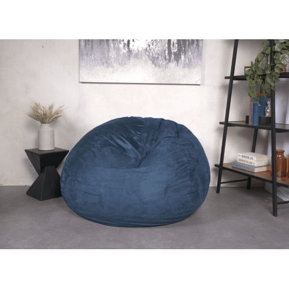 5ft Bean Bag Chair with Comfort High-Density Foam - Large Floor Lounger for Kids & Adults, Removable Soft Microfiber Suede Cover, Ideal for Reading & Bedroom, Midnight Blue
