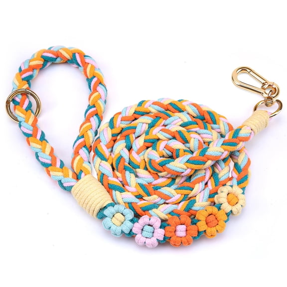 5ft Braided Cotton Dog Leash Fiesta Twist For Small To Large Dogs