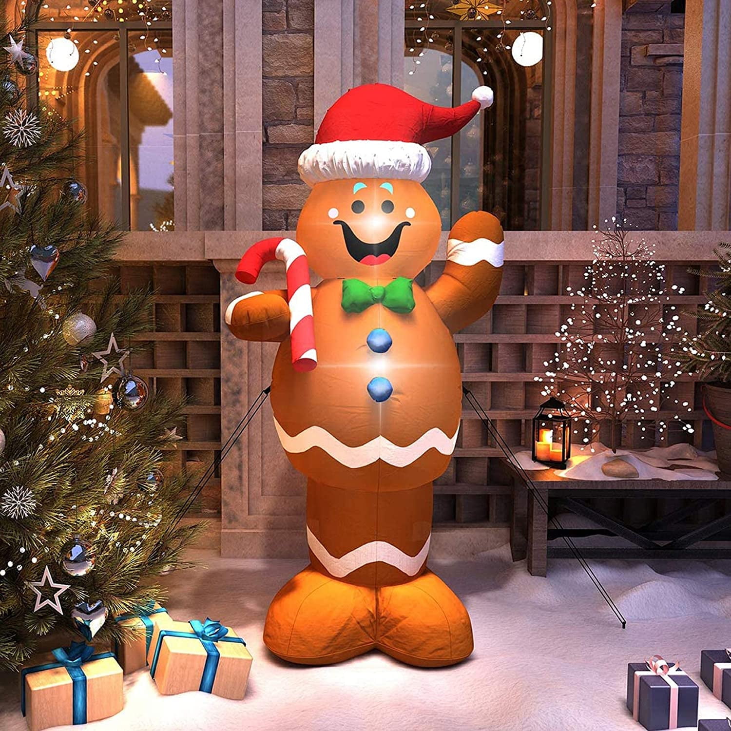 5ft Christmas Inflatable Gingerbread Man with Candy Canes Blow up