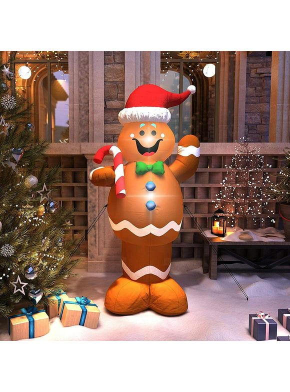 5ft Christmas Inflatable Gingerbread Man with Candy Canes Blow up Christmas Decor for Christmas Party Decoration/Indoor Outdoor/Garden/Yard Lawn Party Xmas Decorations, by Cabina Home