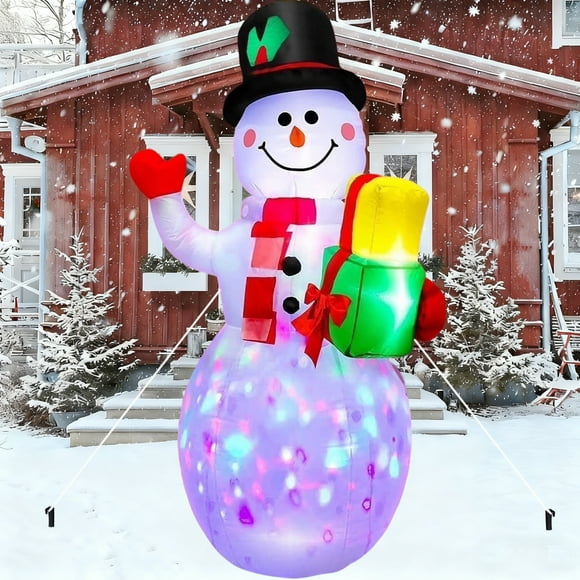 5ft Christmas Inflatables Snowman Blow Up Yard Decorations with Rotating LED Lights for Indoor Outdoor Yard Garden Christmas Decorations