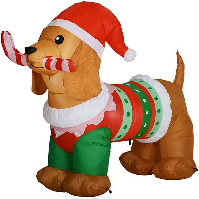5ft Christmas Inflatables Dog, Outdoor Christmas Decorations Inflatable Dog with Led