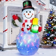5ft Christmas Inflatables Snowman Outdoor Yard Decor with Rotating LED Lights Christmas Blow Up Decoration Garden