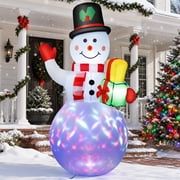 5ft Christmas Inflatables Snowman Outdoor Yard Decor with Rotating LED Lights Christmas Blow Up Decoration Garden