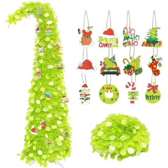 5ft Collapsible Pop up Christmas Tree with Lights Green Bendable Christmas Tree Easy-Assembly Curved Tree for Apartment Porch Home Party Xmas Decoration$$Home Decor, Kitchen, & Other