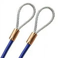 thumbnail image 1 of 5ft Cut To Size 3/16 Galvanized Steel Cable BLUE Vinyl Coated To 1/4 With Copper Sleeves MADE IN USA, 1 of 1