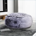 thumbnail image 1 of 5ft Faux Fur Memory Foam Bean Bag Chair, Living Room Lounger for Adults & Kids | Purple | Round, 1 of 5
