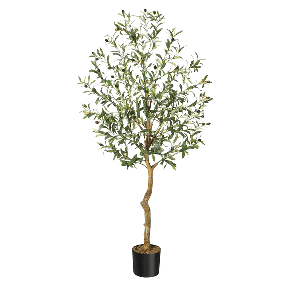 5ft Faux Olive Tree, Lifelike Artificial Indoor Plant with Moss Pot, Adjustable Branches, & Realistic Trunk, Perfect for Home, Office & Wedding Decor