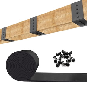 5ft Faux Wood Beam Strap Self-Adhesive Ceiling Beam Strip Flexible Metal Look Decor with 100 Pcs Thumb Tacks for Beam Gap Hiding
