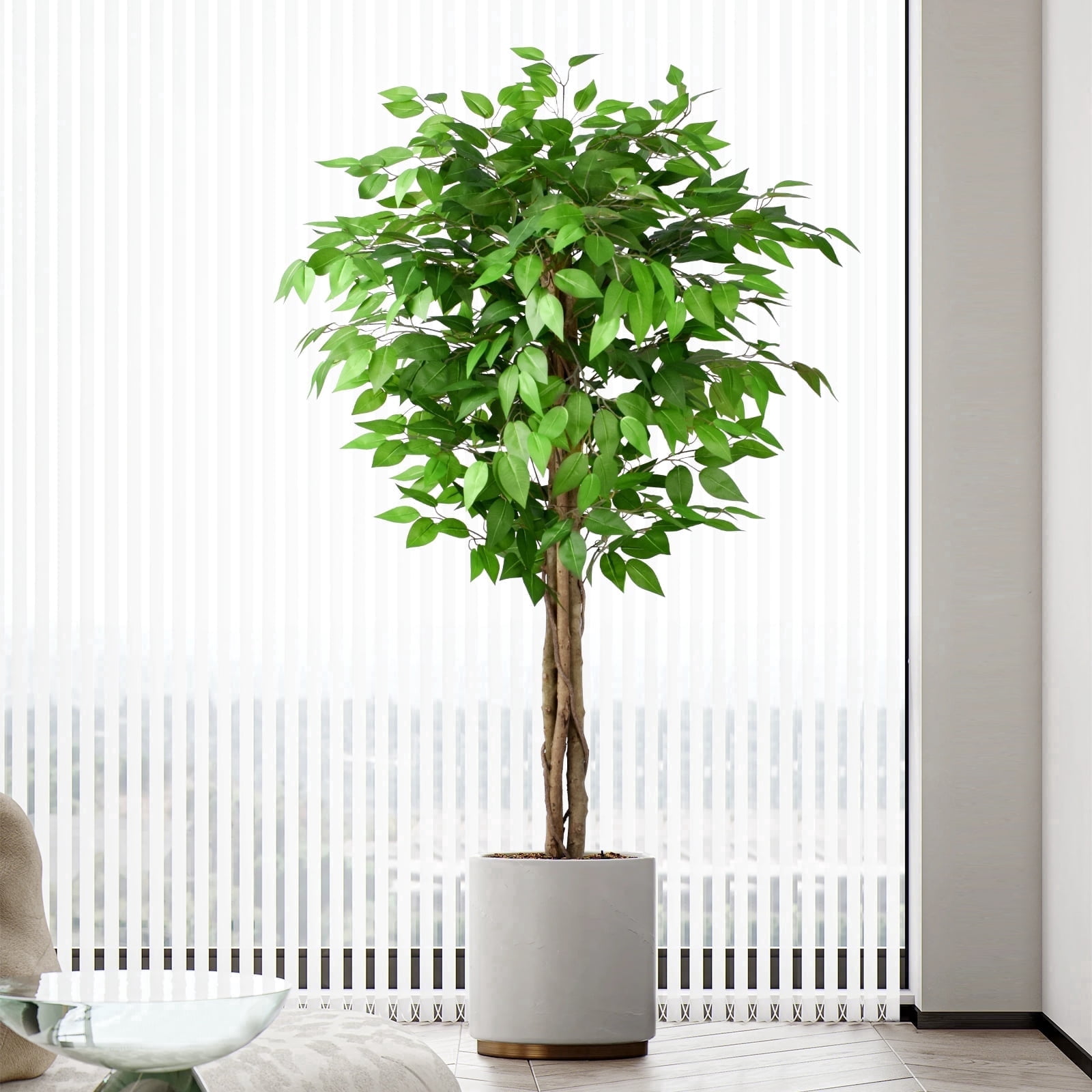 5FT Artificial Ficus Tree – Realistic Faux Ficus Tree & Large Fake Ficus Tree, Silk Artificial Plant for Home Office, Lifelike Fake Plant & Faux Plant for Indoor Outdoor Porch Garden Decor (150cm)