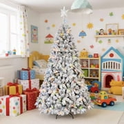 5ft Flocked Mixed PVC Christmas Tree - Pre-Decorated with 27 Pine Cones+multicolor LED light